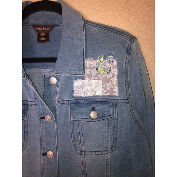 Multiples Missy Leisurely Y2K CottageCore Hippie Western Cotton Patch Jacket - Picture 2 of 8